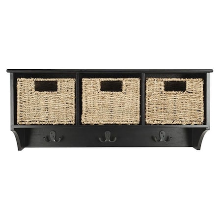 Safavieh 12 x 28 x 7.75 in. Finley Hanging 3 Basket Wall Rack, Black HAC5700A